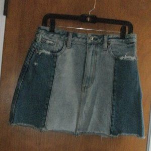 Abercrombie & Fitch Natural Rise Denim Cotton Blue Jean Two Tone Skirt sz 29 ~ 8